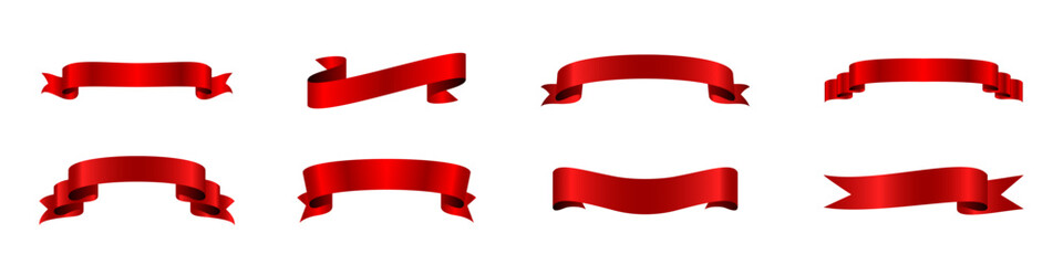 red ribbon banner vector illustration collection