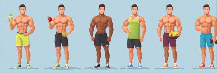 Poster - Mens Fitness and Nutrition Tips for Building Strength and Muscle, Enhancing Health and Lifestyle Choices Through Better Food and Exercise Routines