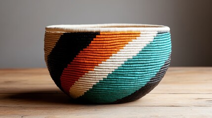 Poster - This stunningly woven basket showcases vibrant colors and intricate patterns, making it a perfect piece for home decor or as a unique gift for loved ones who appreciate art.