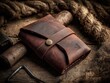 © Prism Trail - Close-up of a rustic brown leather wallet.