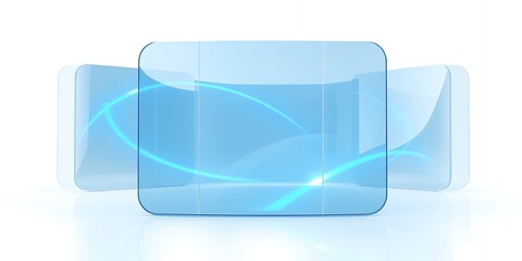 Poster - Abstract illustration featuring three translucent blue rectangles with rounded corners and light streaks