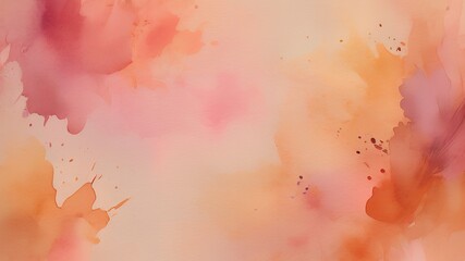 Poster - A watercolor painting featuring a blend of orange and pink hues with soft and blurred edges