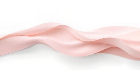 Poster - A soft pink ribbon gracefully curves and flows against a pristine white background creating a gentle wave