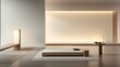 © highspirit - Zen-inspired living space with clean lines, minimalistic furniture, natural wood materials, soft neutral tones, and peaceful, calm ambiance