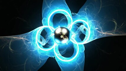 Wall Mural - abstract fractal animation with glowing orbs and futuristic design on black background