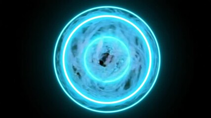Wall Mural - Futuristic Glowing Rings with Abstract Energy Vortex on a Black Background Animation