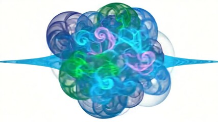 Wall Mural - Abstract Fractal Design: Colorful Spirals and Bubbles in Blue and Green Colors