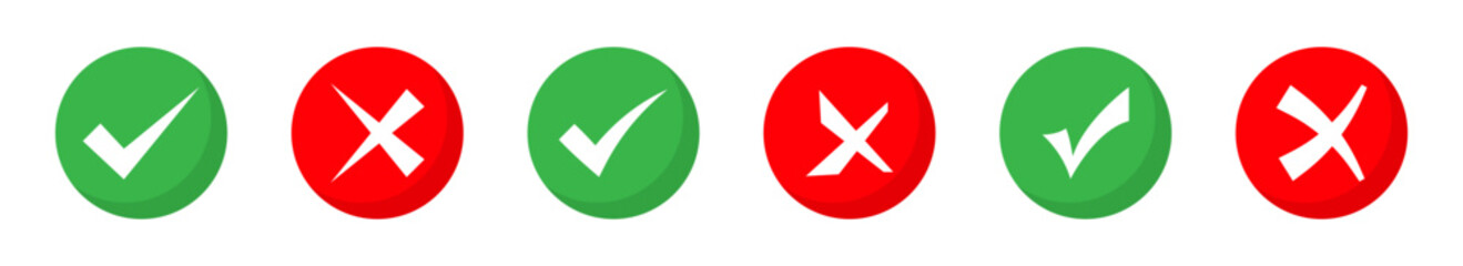 Poster - Checkmark and X mark icons. Checkmark vector icon set. Tick and cross icons. Checkbox signs. Vector