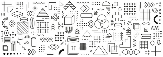 Poster - Geometric shapes set. Memphis design, retro elements for web, sale. Collection of trendy vector geometric shapes. Geometric shapes in flat style.