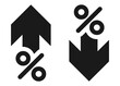© icons gate - percentage icons, percent arrows icon set . with increase arrow up icon, decrease arrow down icon . profit and lose money vector icons