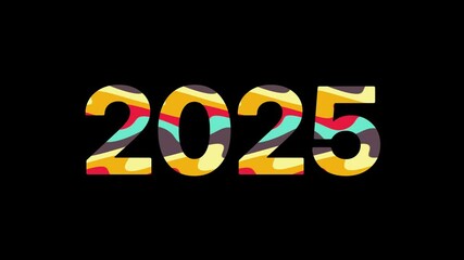 Poster - 2025 animation video effect on black background