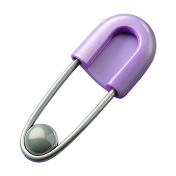 Purple plastic safety pin isolated on white background