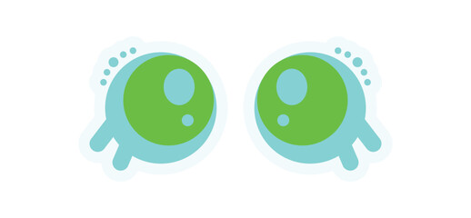 Wall Mural - y2k cute eyes sticker. playful cartoon expression with abstract symbol. retro design element, geomet