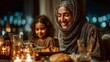 © Fajar - Warm evening family dinner mother and child smiling happily