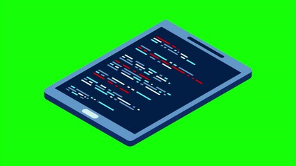 Poster - Isometric smartphone animation. Simple flat isometric phone. Smartphone device isometric technology. 4K video animated in isometric style