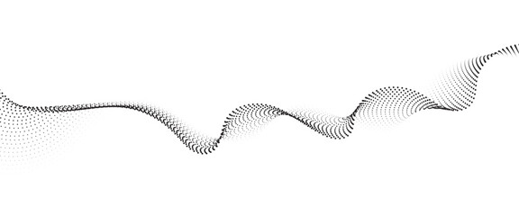 Leinwandbilder - Flowing Dot Wave halftone gradient pattern on transparent background	
