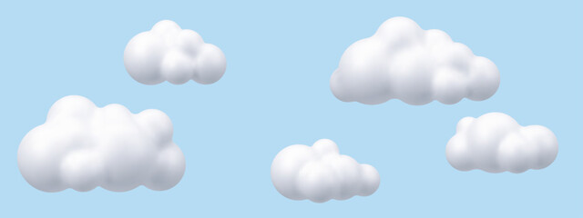 Aufkleber - White fluffy cloud vector icon. Cartoon render 3d smooth cloud. Sky banner with soft volumetric fluffy cloud. Simple weather and climate symbol.