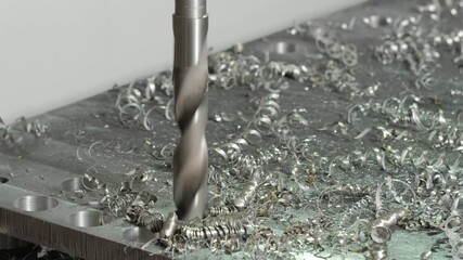 Aufkleber - CNC modern milling drilling machine produces a metal detail industrial concept background