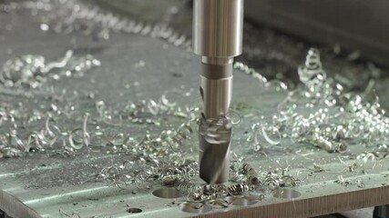 Aufkleber - CNC modern milling drilling machine produces a metal detail industrial concept background