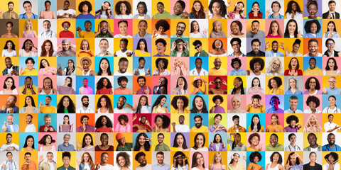 Poster - This vibrant collage features a multitude of people from diverse backgrounds, all showcasing their unique expressions and styles.