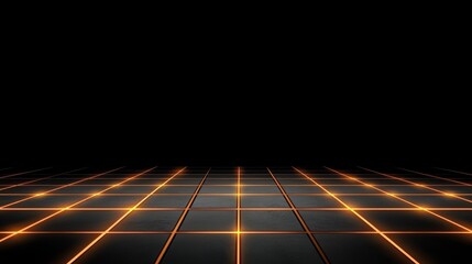 Aufkleber - Black and orange floor with a lot of light. The floor is empty and has no people or objects