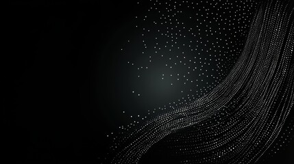 Poster - Black background with a white line that is curved and has a lot of dots. The dots are scattered all over the line