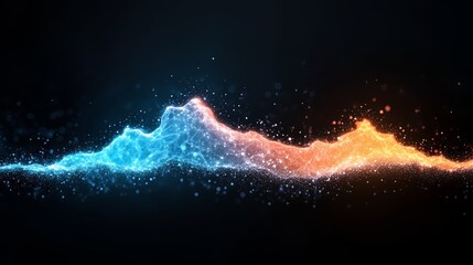 Aufkleber - Blue and orange line of light with a lot of sparkles. The blue and orange colors are contrasting and the sparkles add a sense of movement and energy to the image