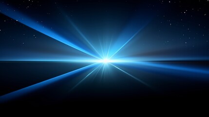 Poster - Blue light with a white star in the middle. The light is shining brightly and the star is surrounded by a blue glow
