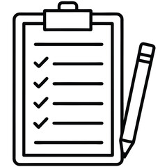 Poster - Flat vector illustration of a clipboard with checklist and pencil isolated on white background