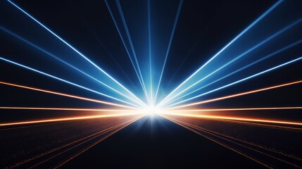 Aufkleber - Colorful light show with a white light in the middle. The light show is very bright and vibrant, with blue and orange lights creating a dynamic and eye-catching display