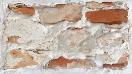Poster - Brick wall with a white background. The wall is made of bricks and has a rough texture. The white background contrasts with the red bricks, creating a sense of depth and dimension