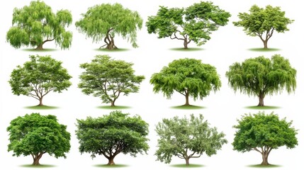 Poster - Collection of trees in various sizes and shapes. The trees are all green and are spread out across the image