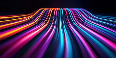 Poster - Colorful line of light that is very long. The colors are bright and vibrant. The line is very long and it seems to be moving