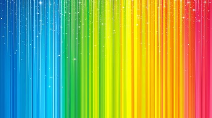 Poster - Colorful rainbow with stars in the sky. The rainbow is made up of many different colors, including red, orange, yellow, green, blue, and purple. The stars are scattered throughout the rainbow