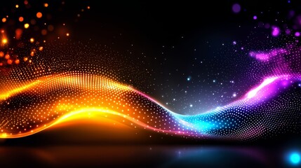Poster - Colorful wave with a lot of dots on it. The dots are in different colors and sizes