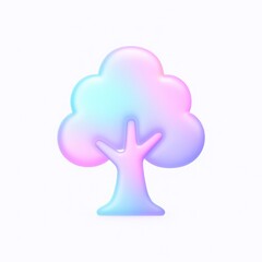 Poster - Pastel Holographic Tree Illustration