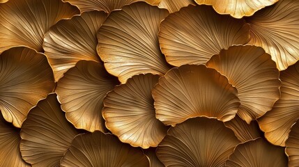 Aufkleber - Gold leaf pattern that is very intricate and detailed. The leaves are arranged in a way that creates a sense of depth and movement, making the pattern appear to be alive