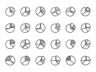 Aufkleber - Minimalist pie chart icon collection for data visualization and business reports