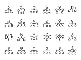 Aufkleber - A collection of outline organizational chart icons for business strategy and team management