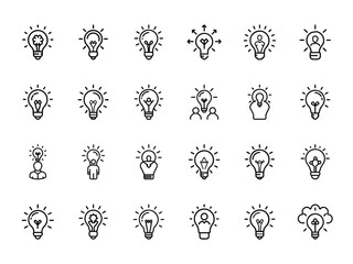 Poster - A collection of modern light bulb icons representing ideas innovation and creativity in vector format