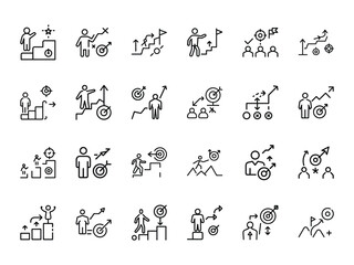 Poster - Set of business and success icon collection for goal achievement and strategic planning