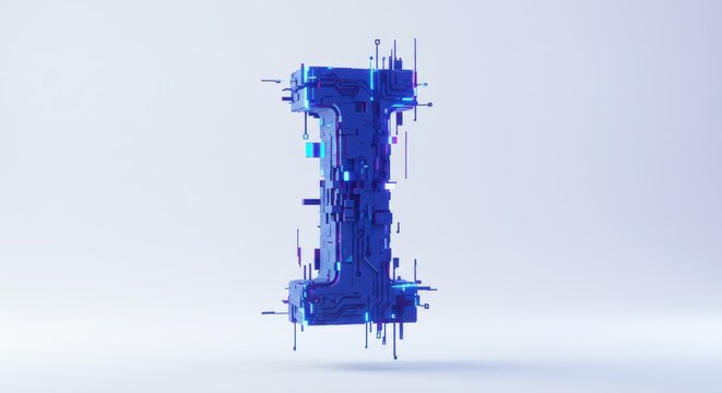 Futuristic digital letter i