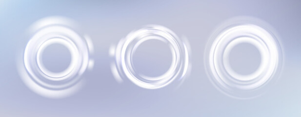 Poster - White Light Glow Effect. Abstract Shine Rings on a White Background. Vector Round Neon Shape. Flare Circular Design Elements.