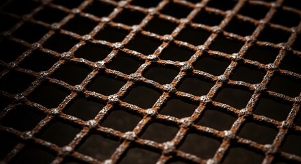 close up of rusted metal grate with intricate pattern and textured surface