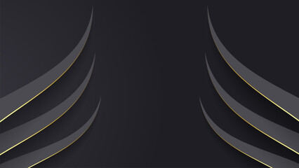 Leinwandbilder - Abstract curve shape black and gold lines luxury background
