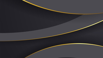 Leinwandbilder - Abstract curve shape black and gold lines luxury background