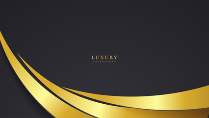 Leinwandbilder - Abstract curve shape black and gold lines luxury background