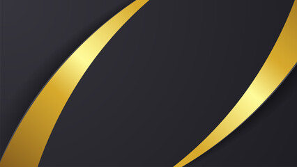 Leinwandbilder - Abstract curve shape black and gold lines luxury background