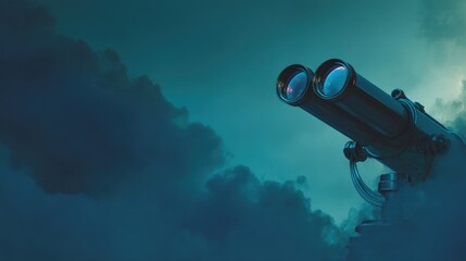 binoculars pointing to cloudy sky