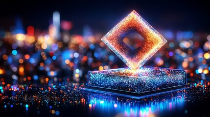 Aufkleber - Square with a red and orange border is on a table. The square is surrounded by a lot of sparkles and lights